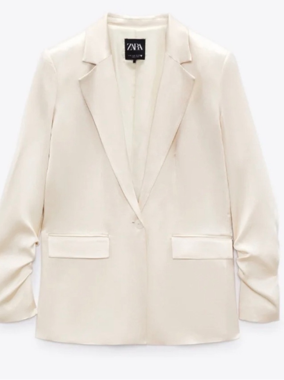 ZARA RUCHED SATIN EFFECT BLAZER